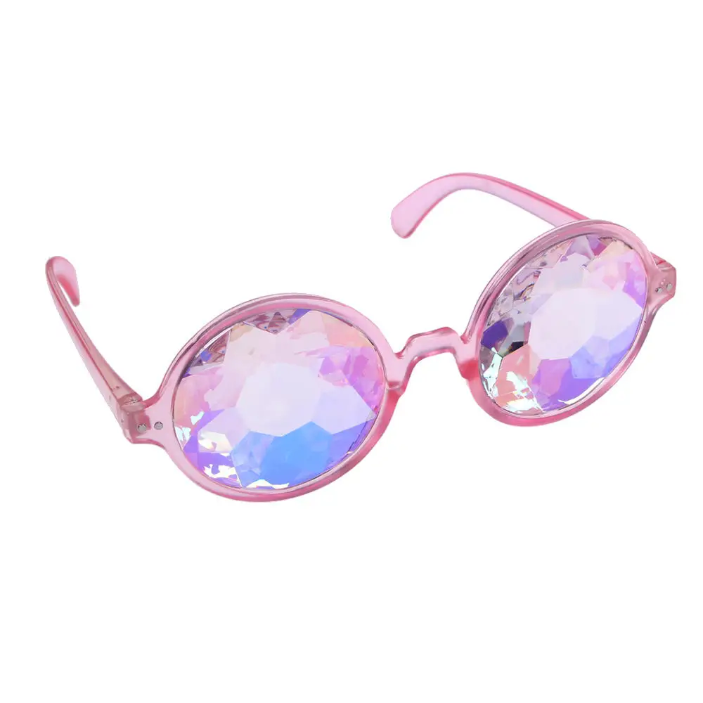 Праздничный калейдоскоп радужные солнечные очки розовый черный прозрачный