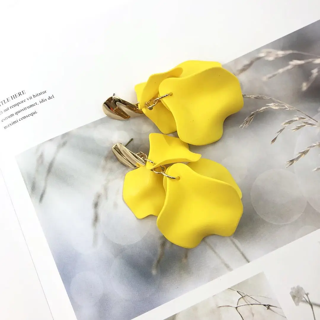 Aretes de mujer, современный стиль, дизайн, большие красные лепестки роз, серьги с кисточками, тренд, темперамент, летние корейские серьги для женщин
