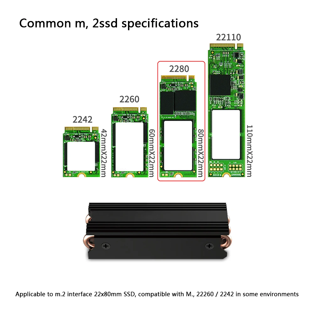 

M.2 NVME SSD Heatsink NGFF 2280 2242 2260 22110 Solid State Disk Drive Radiator Metal Sheet Thermal Pad For M.2 NGFF NVME SSD