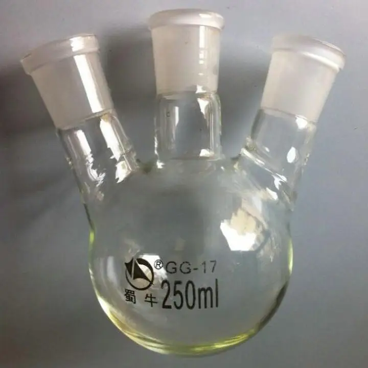 250 мл круглая Нижняя 3-шейная стеклянная пузырьковая колба с горлышками