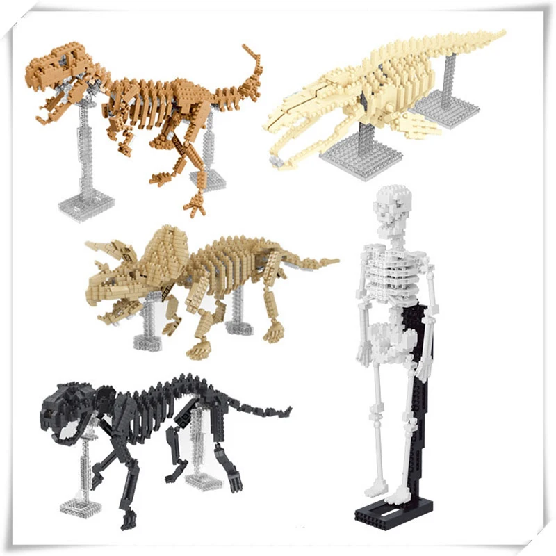 Алмаз не совместимый Классический Скелет мини-блоки микро строительные животные