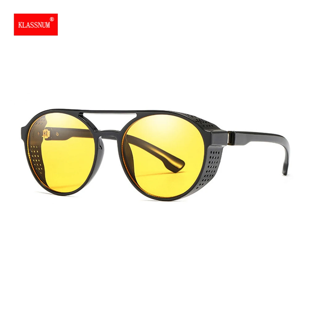 

Солнцезащитные очки в стиле стимпанк для мужчин и женщин, винтажные круглые черные ретро солнечные очки в готическом стиле, UV400, для вождени...