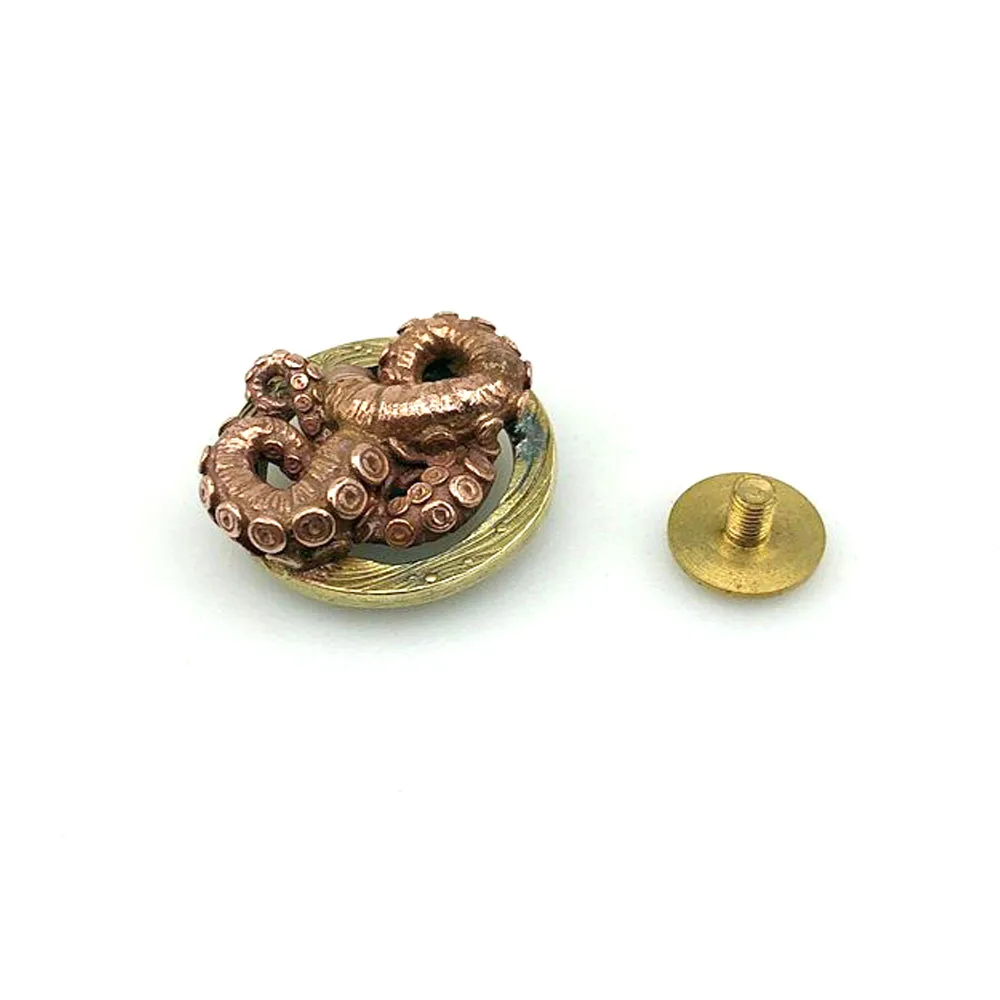 

DIY Brass Copper Octopus Screws Rivet Button Leather Bag Wallet Chains Garment Decorations Punk Retro Buckles Connector