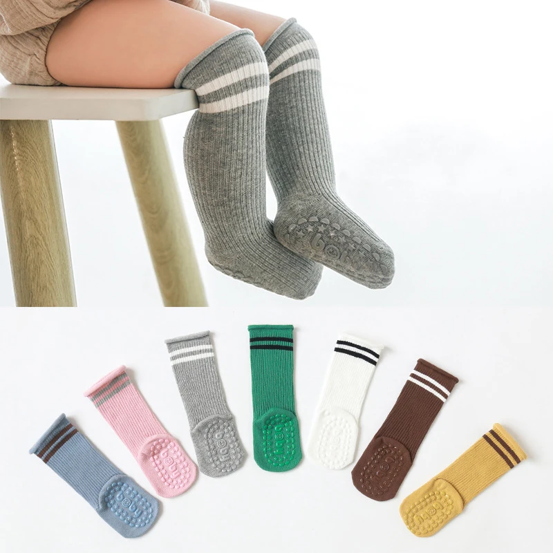 

Striped Baby Socks Non-slip Soft Soled Autumn Winter Kids Socks For Girl Boy Children Infant Knee High Floor Socks