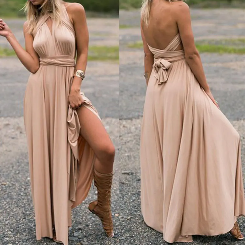 2020 летнее Элегантное Вечернее Платье женское длинное платье с открытой спиной