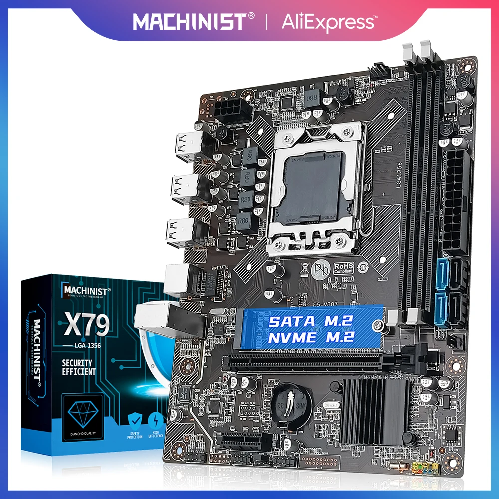 X79 LGA 1356 материнская плата разъем M.2 NVME поддержка двухканальный DDR3 REG ECC RAM и xeon E5 CPU