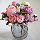Искусственные шелковые розы, 1 Шелковый букет, для украшения дома, вечеринки, свадьбы, вечеривечерние, скрапбукинга
