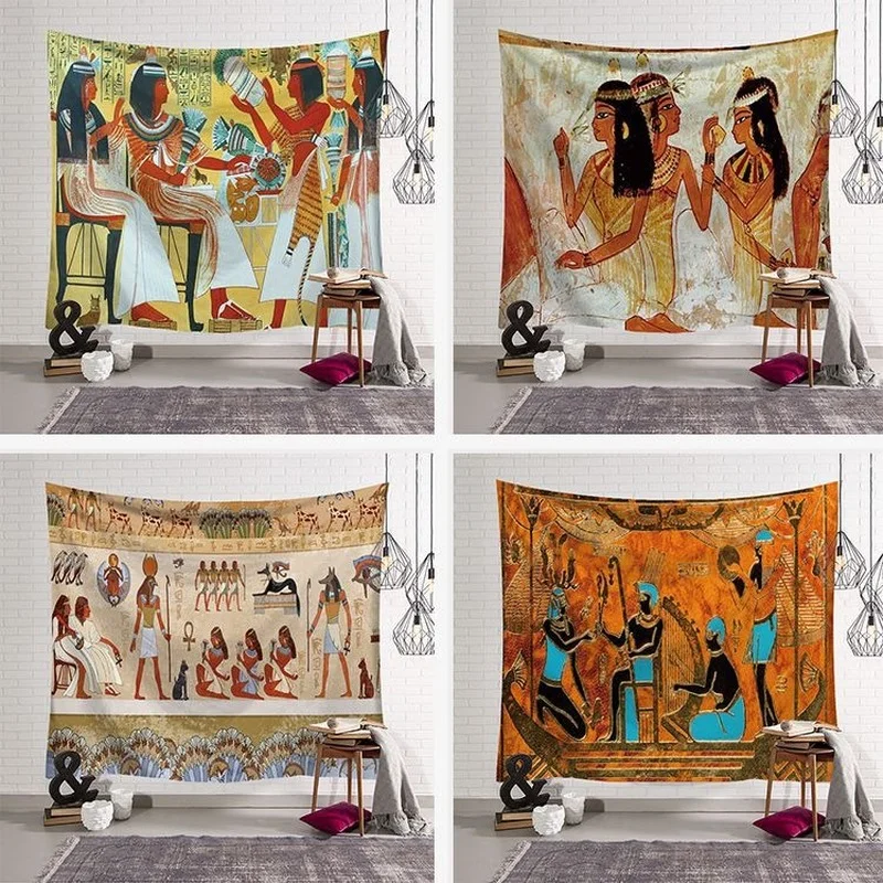 

Printing Tapestry Living Room Bedroom Wall Decoration Ancient Egypt Person Print Beach Towel Washable Classic Artist Blanket