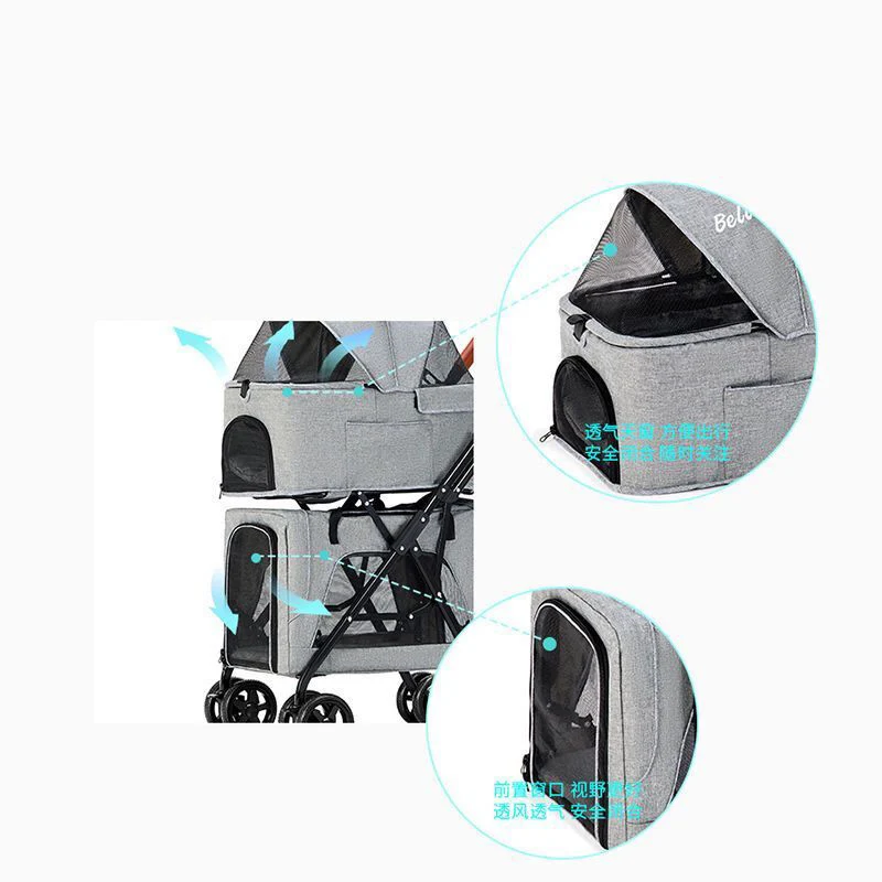 Высокое качество двухслойная Большая вместительная коляска для питомцев