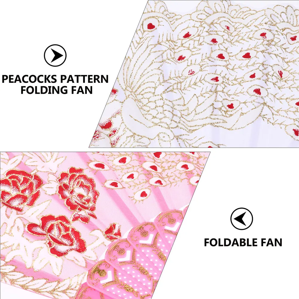 

5pcs Peacocks Pattern Folding Fan Foldable Fan Ornament Fan Adornment Fan