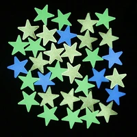 100pcs new 3d star andmoon energy storage fluorescent glow in the dark luminous on wall stickers for kids room living room decal