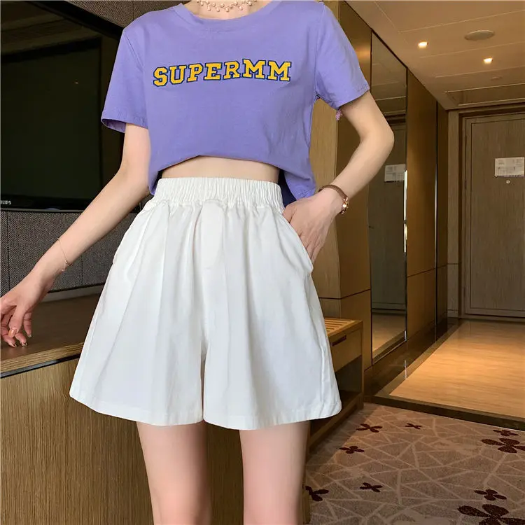 

Summer Korean 2020 new high waist and thin A-line wide leg casual shorts