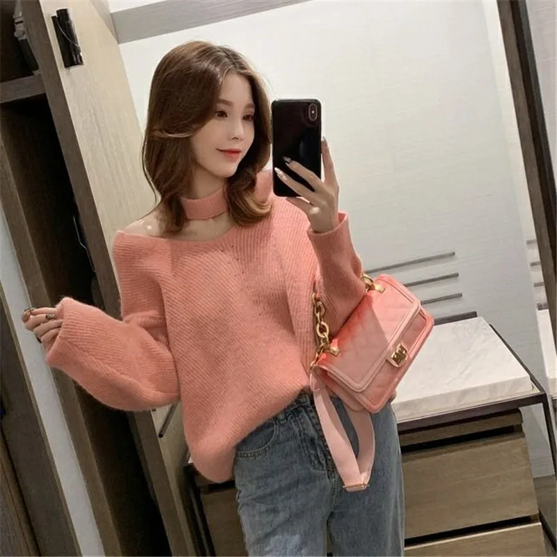 Женский свитер вязаный Осень-зима женский свободного кроя однотонный длинный