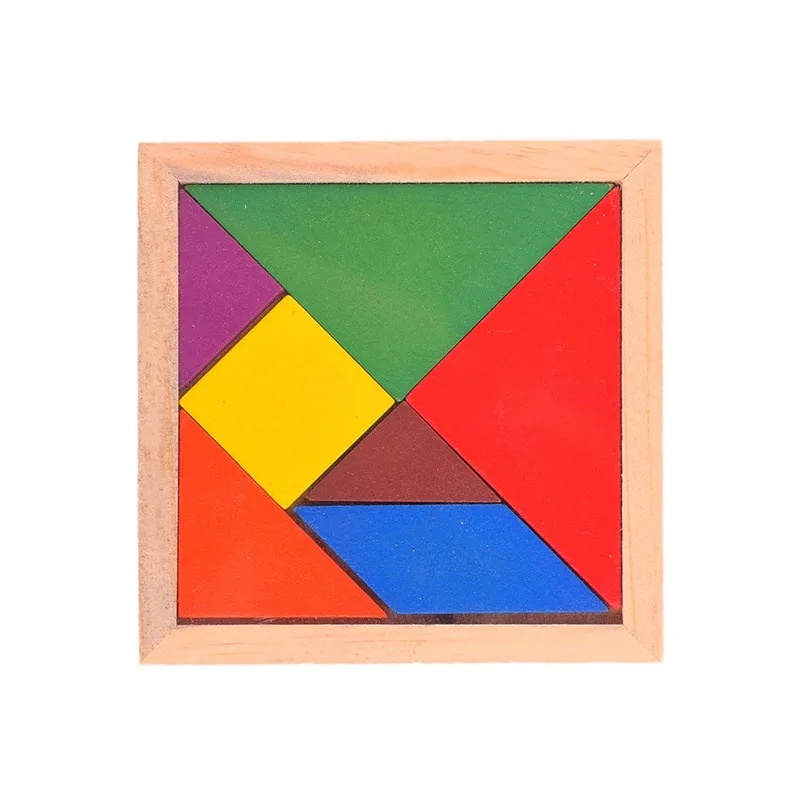 Деревянная головоломка Монтессори 7 шт. красочная квадратная для детей|Пазлы| |
