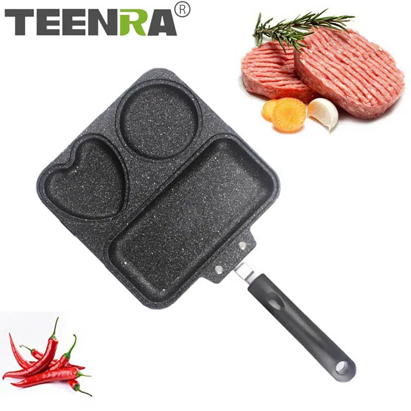 TEENRA 3 отверстия любовь форма жареная сковорода антипригарный стейк алюминиевый