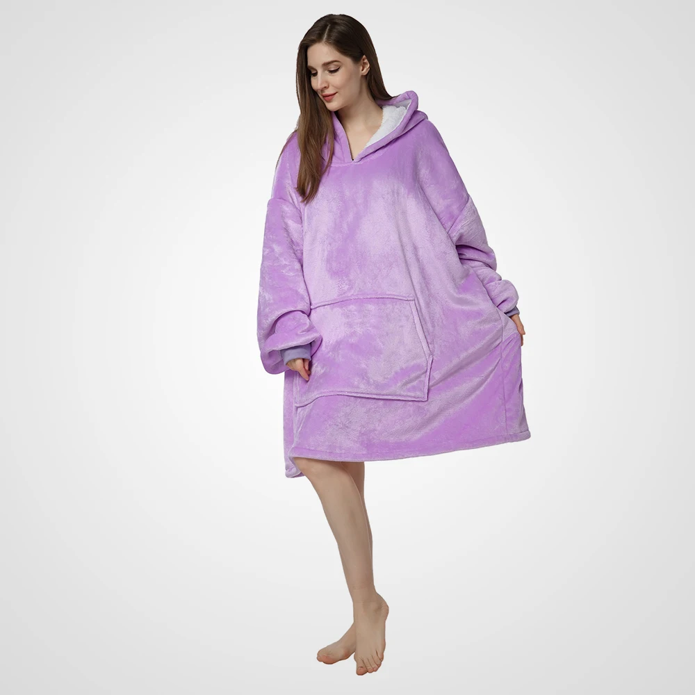 

Solid Thickened Flannel Long Sleeve Men Pullover One Piece Hooded Overall For Women G352FL001RT