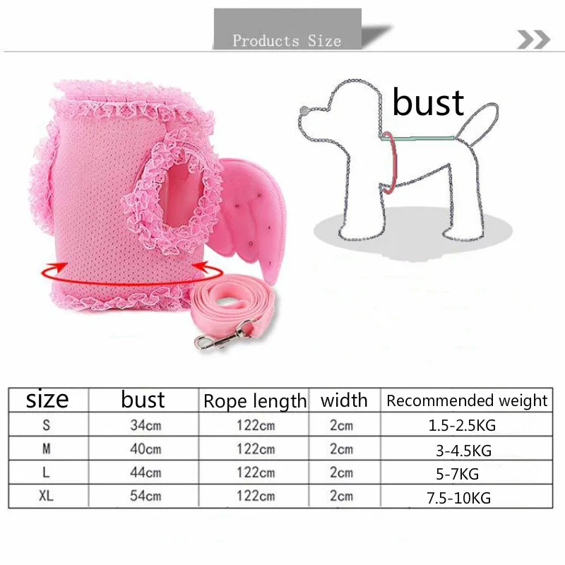 Кружевной ошейник для собак и кошек Маленький Средний Поводок в виде крыльев
