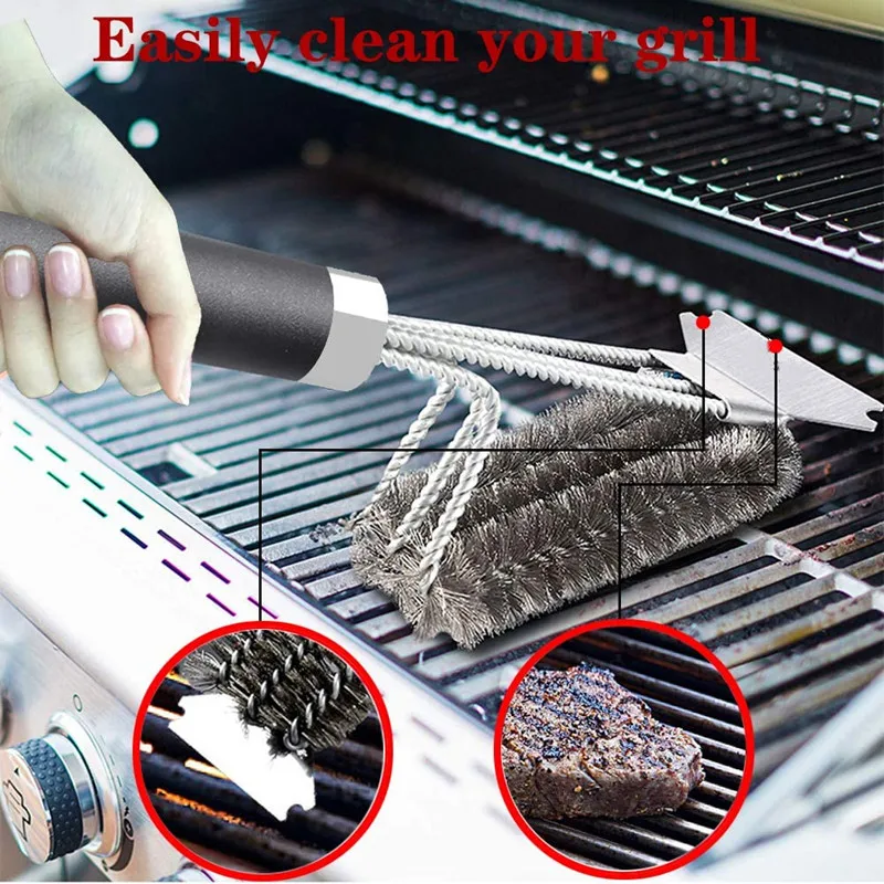 Щетка и скребок для чистки барбекю 18-дюймовый из нержавеющей стали гриля гаджет