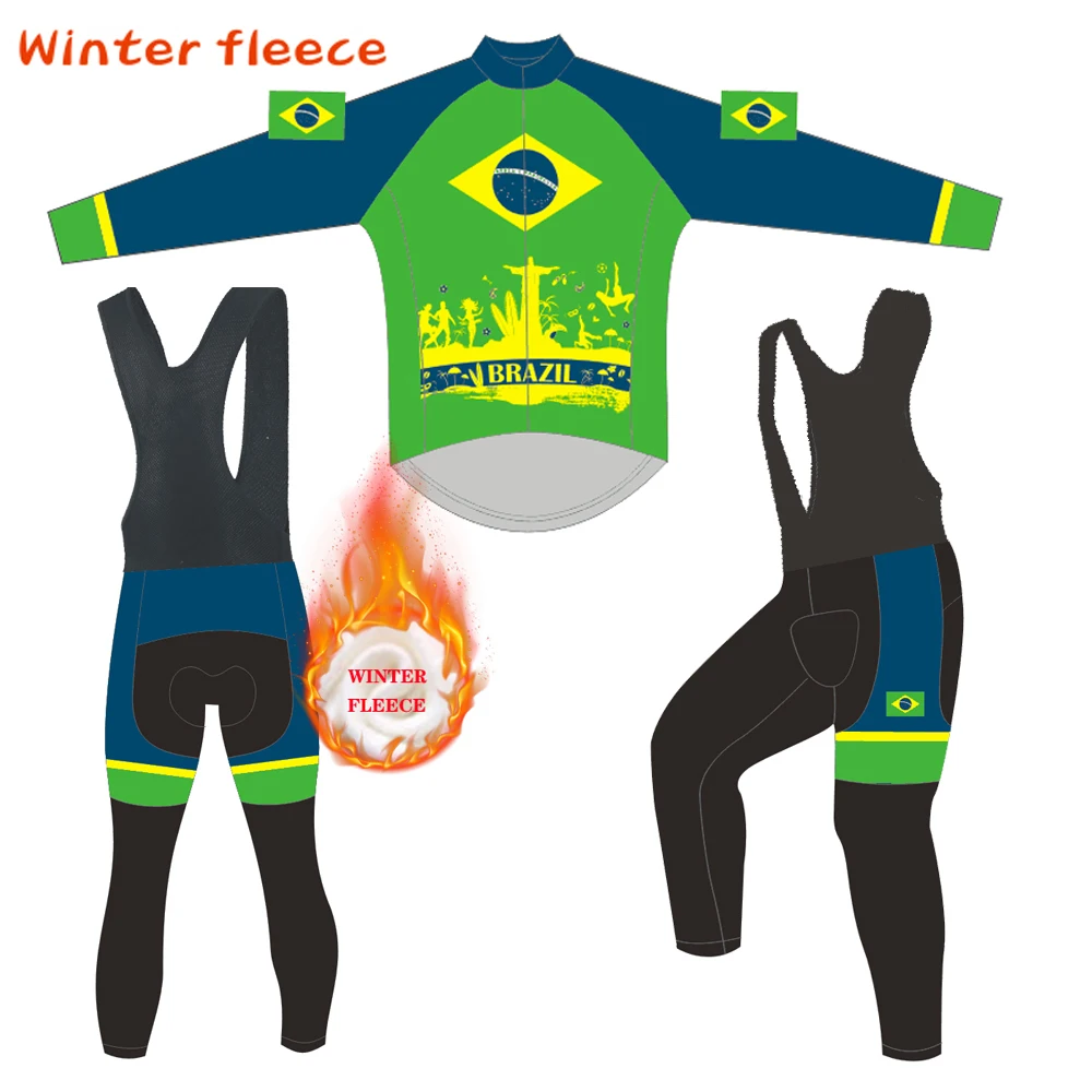 

2022 бразильская Зимняя Теплая Флисовая велосипедная футболка с длинным рукавом, Мужская одежда для профессиональной команды, одежда для вел...