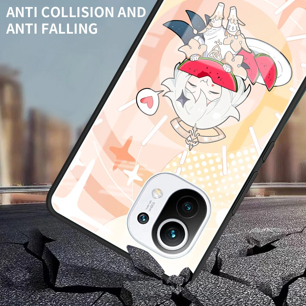 genshin impact glass case for xiaomi mi poco x3 nfc 10t pro note 10 lite f3 gt 11 m3 9t m2 9 luxury tempered phone cover funda free global shipping