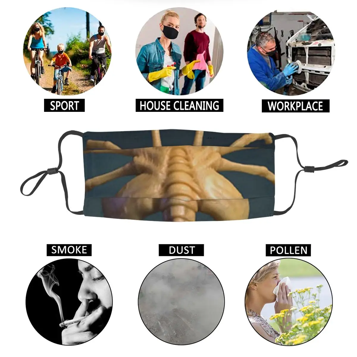 Маска для лица Alien Ripley с изображением фильма ужасы | Аксессуары одежды