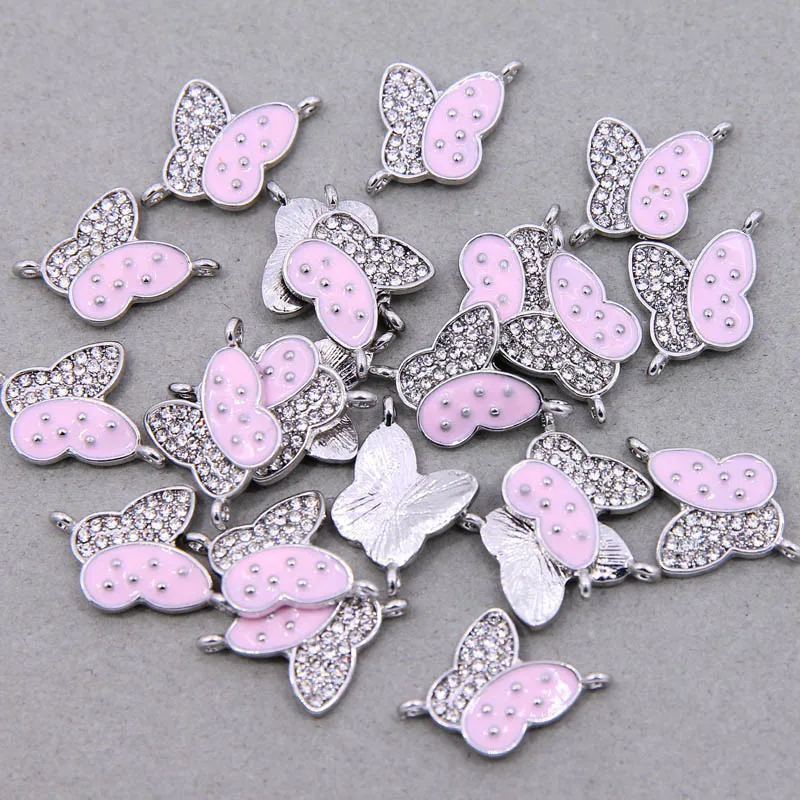 6 шт. красочные блестящие бабочки Шарм соединитель Эмаль маленькие животные