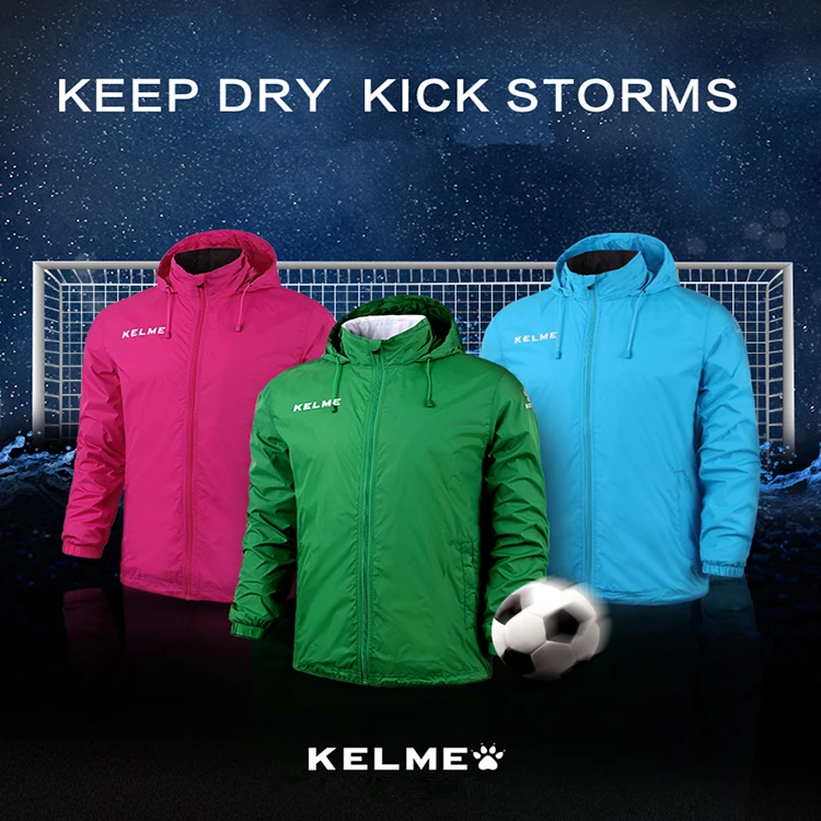 

KELME Men's Hidden Hoodie Sportswear Set Football Training Jacket Suit Windproof And Waterproof Outdoor Tracksuit K15S604
