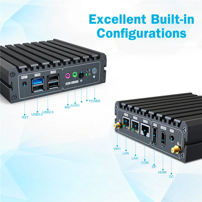 Мини ПК промышленный без вентилятора процессор Intel J1900 4 USB порта Windows 10 поддержка