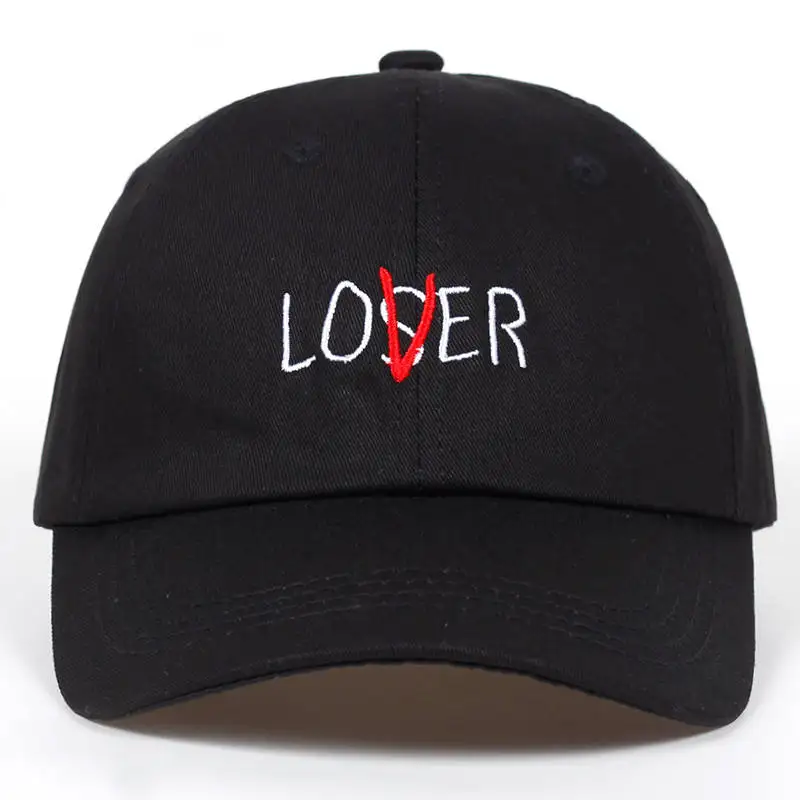 Новые мужские и женские LOSER шляпа c вышивкой, для отца хлопок Бейсбол Кепки унконструктед модные унисекс папа Кепки шапки Bone Гаррос - Цвет: Черный