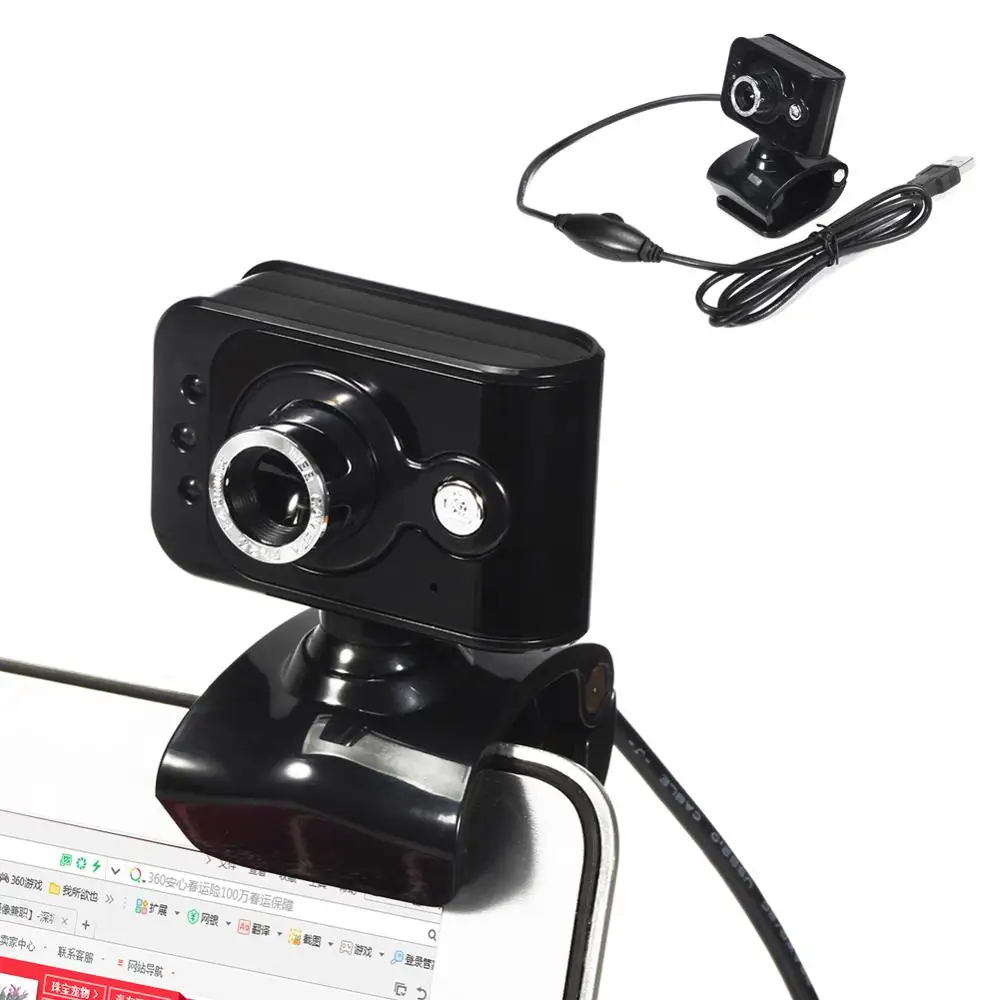 Высокая четкость USB 2,0 веб-камера Веб-камера 360 регулируемый фокус 20MP 3 светодиодный клип-на веб-камера Встроенный микрофон для ПК компьютера