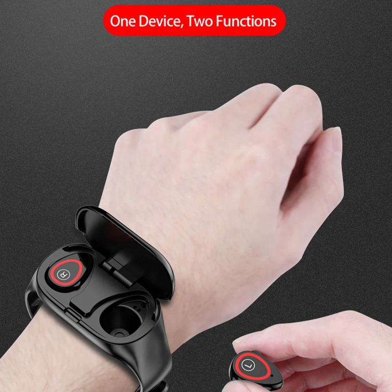 TWS Bluetooth Earphone Smart Watch 2 in 1 Wireless Headset for phone SmartWatch With Heart Rate Monitor Wireless Sports Earbuds