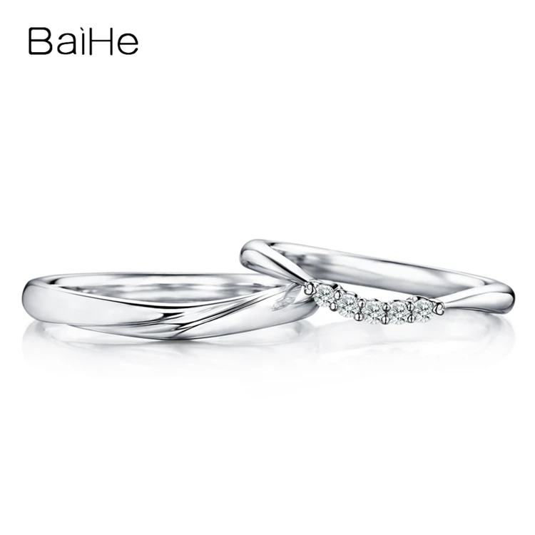 BAIHE Solid 18K White Gold H/SI Natural Diamonds Ring Man Girl Trendy Fine Jewelry Couple Valentine's Day Gift | Украшения и