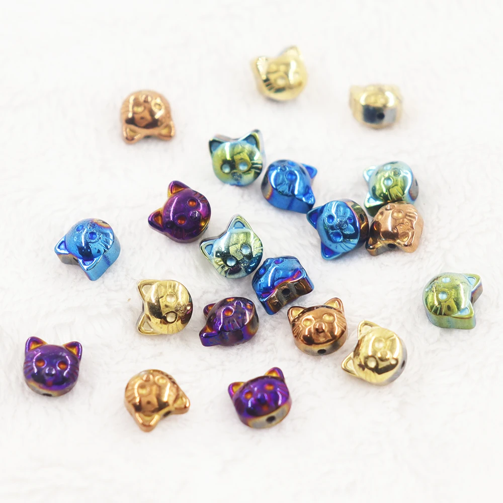 Новый двухсторонний бусины кошка Натуральный камень гематитовые Бусины бисер