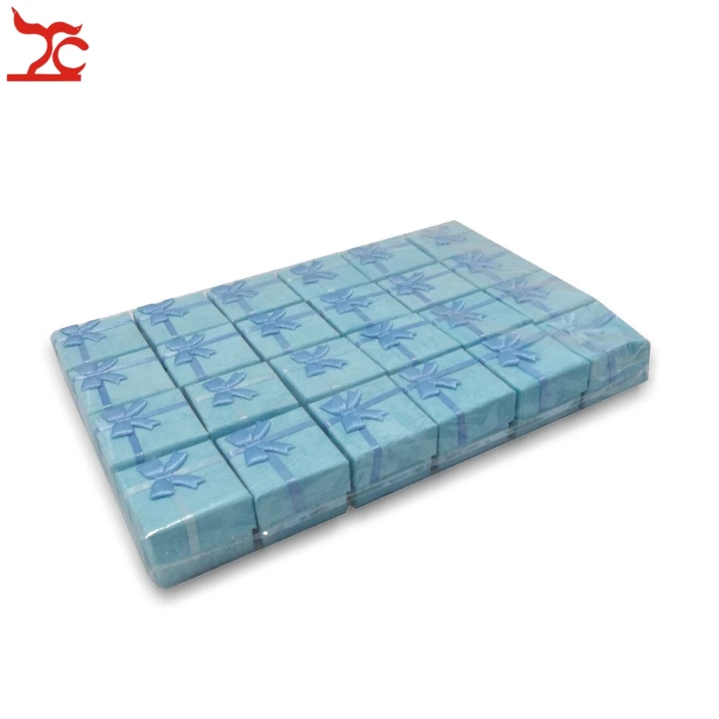 Blue Горячая распродажа 24 шт. цветной бумажный чехол для украшений, Свадебный органайзер для сережек, вечерние ленты, Подарочная коробка, коробка для хранения колец - Цвет: Blue