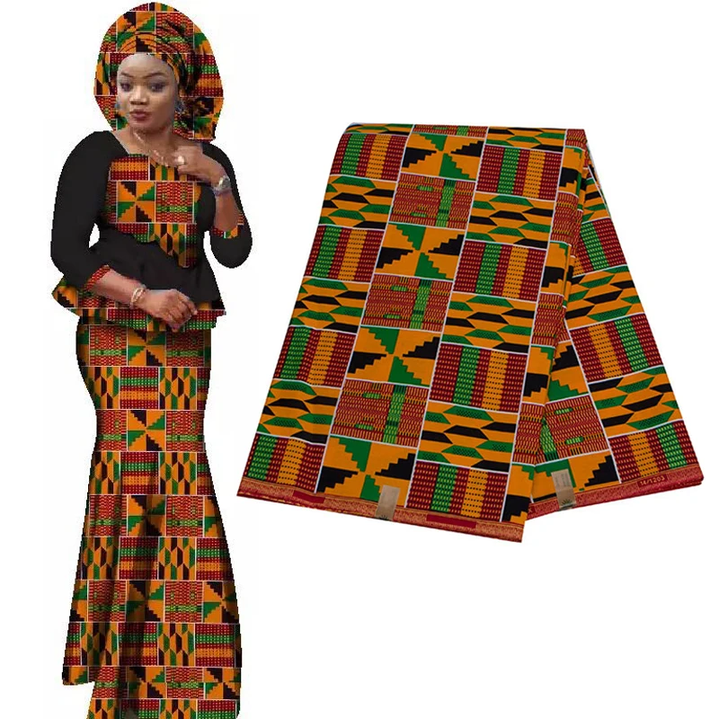 Soft Classic Ankara African Prints Kente Fabric Real Wax Pagne 100% Cotton Top Africa Sewing Material For Dress Africa Patchwork