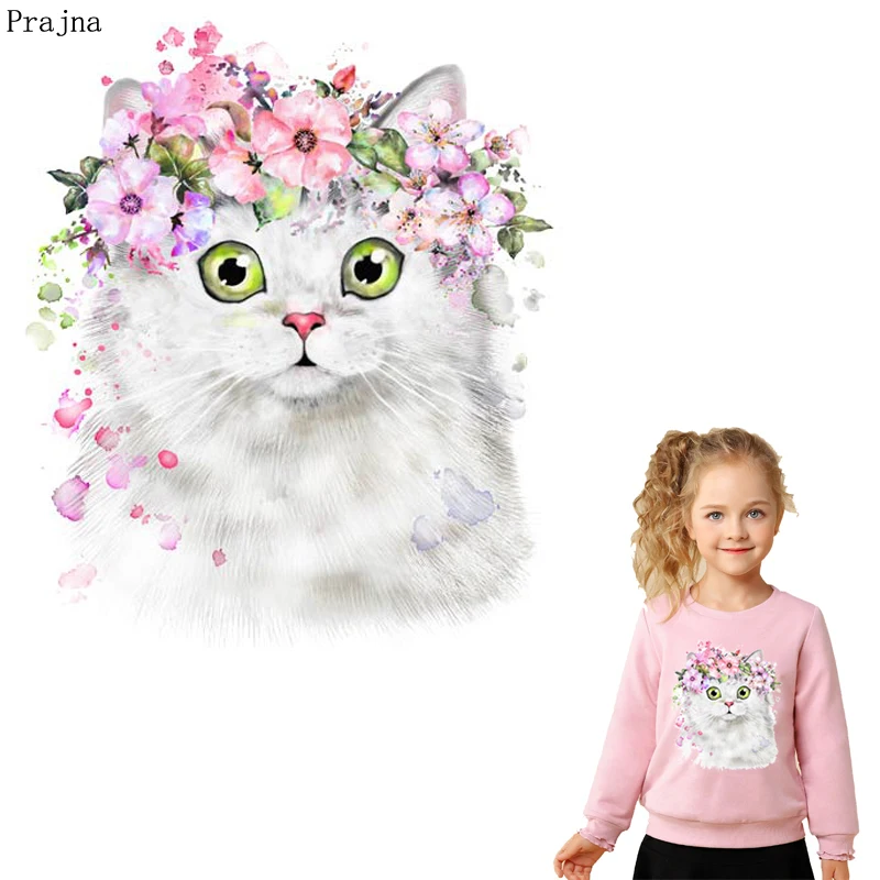 Праджня Кот патч утюг на жару для одежды нашивки с полосками термо Стикеры