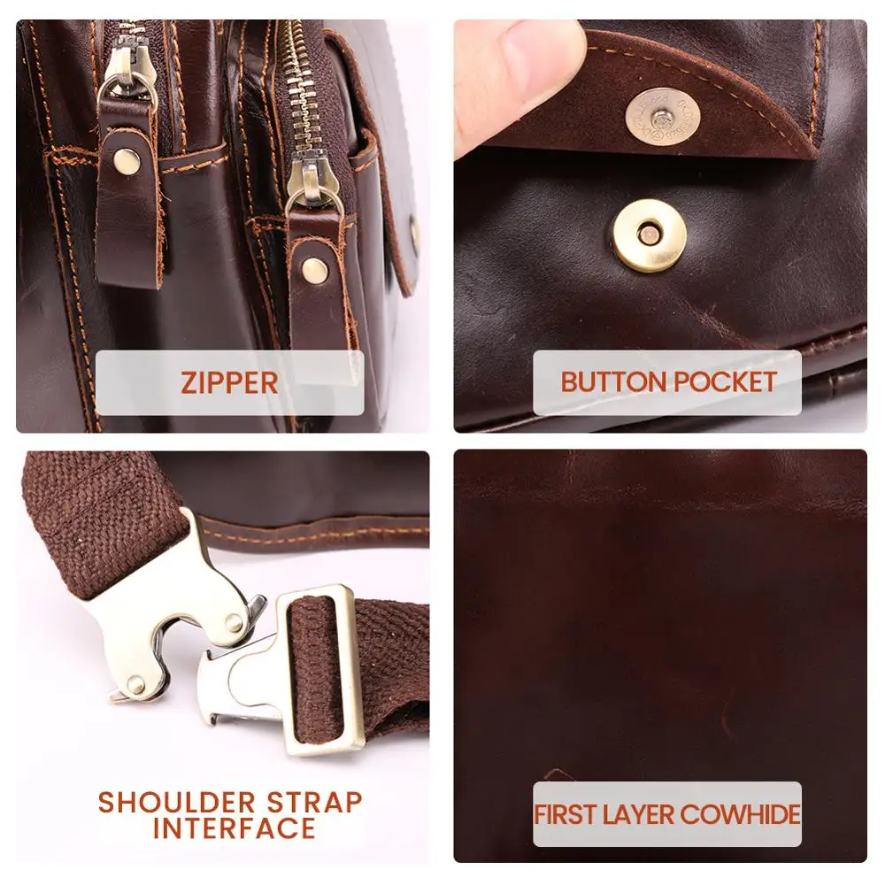 Мужская нагрудная сумка JOGUJOS из натуральной кожи сумочка слинг через плечо в