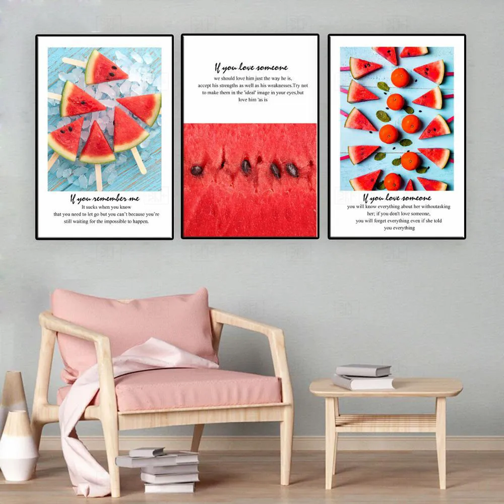 Современная роспись фрукты арбуз искусство на стену в столовой декор для