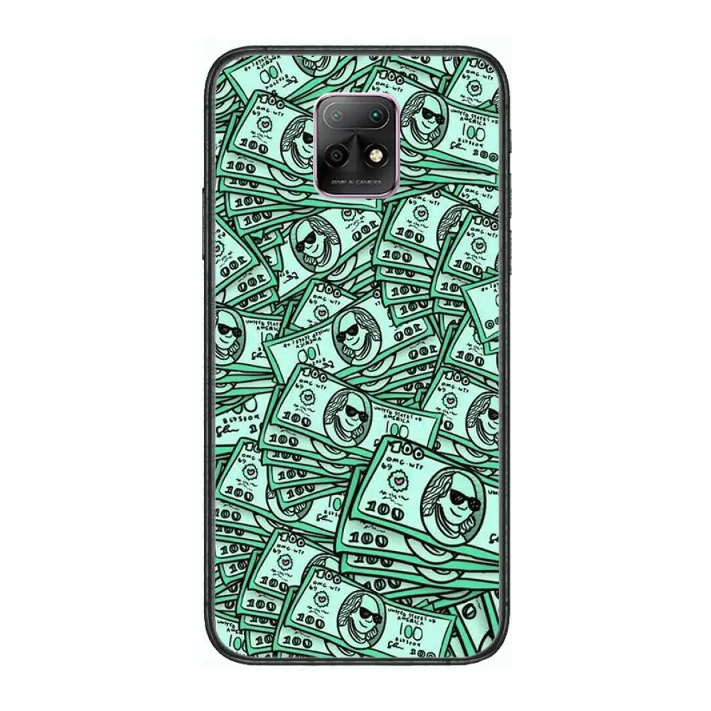 

US dollar style phone case Phone Case For XiaoMi Redmi 10X 9 8 7 6 5 A Pro S2 K20 T 5G Y1 Anime Black Cover Silicone Back Prett