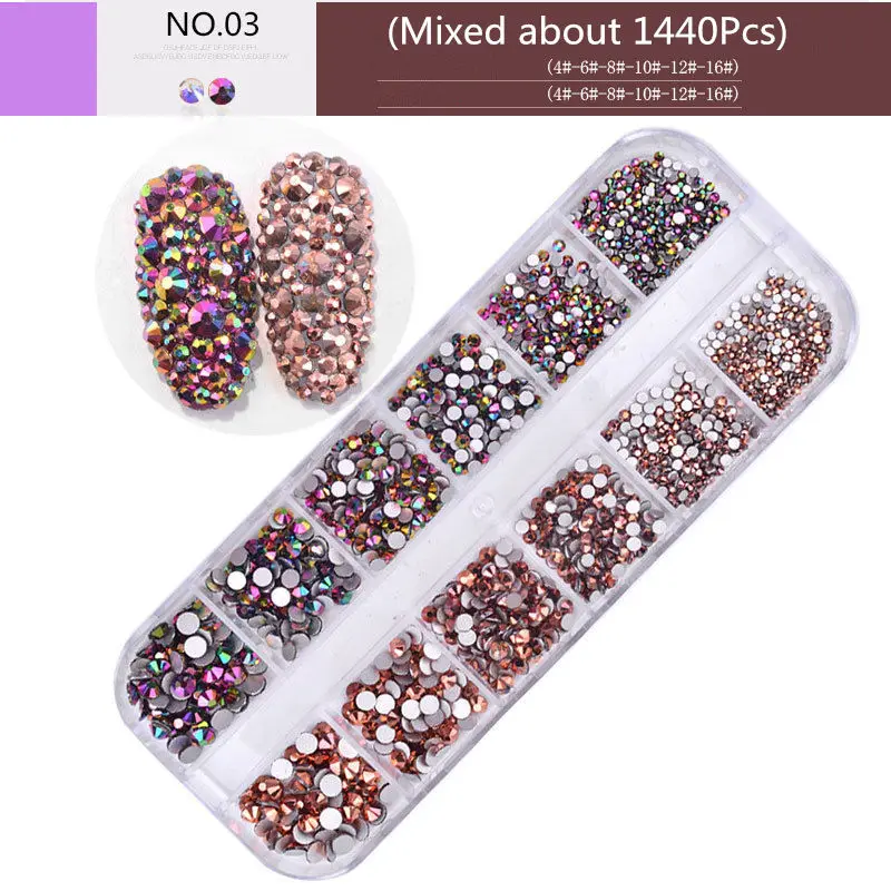 2080 Pcs Nail Glitter Rhinestones Silver Flat Bottom Drill Diamond For UV Polish Mixed Size Rainbow Art Jewelry | Красота и здоровье