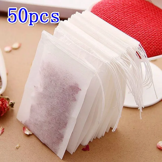 A 50pcs 50/100 шт./лот 5*7 см одноразовые Чай сумки пустые Ароматические Чай сумка с струнной уплотнение фильтр Бумага для травяной листовой чай@ 5 - Цвет: A 50pcs
