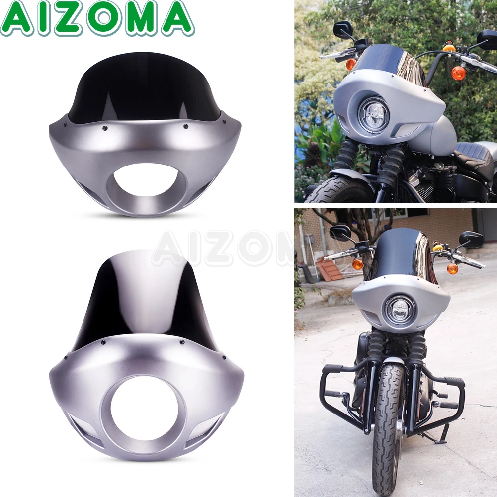 

Tall/Short 5.75 in Motorcycle Head Light Mask Headlight Fairing Wind Screen Protective For Harley Sportster Fat Bob Street Glide