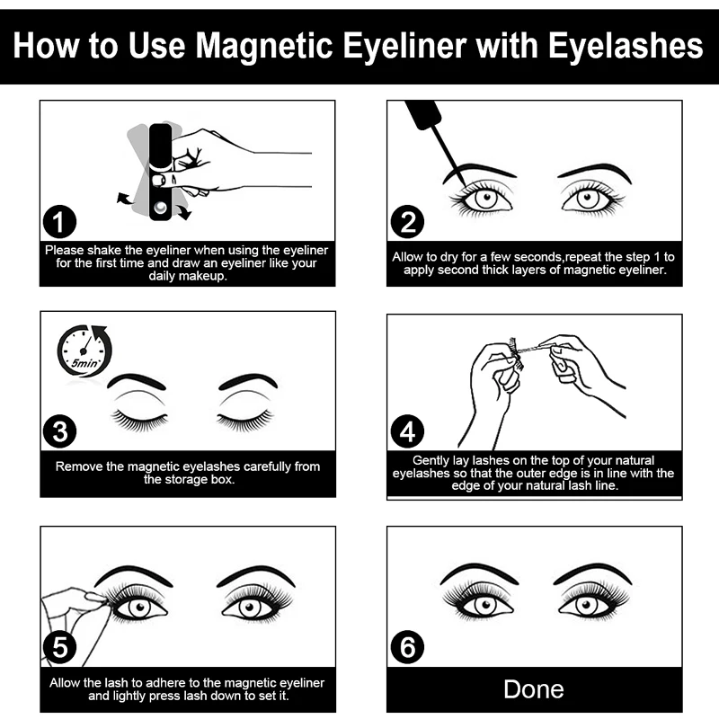 

3 Pairs 3D Magnetic Eyelashes Magnetic Eyeliner Liquid Fake Lashes Kit False Eyelashes With Tweezer Set Portable Cosmetic TSLM1