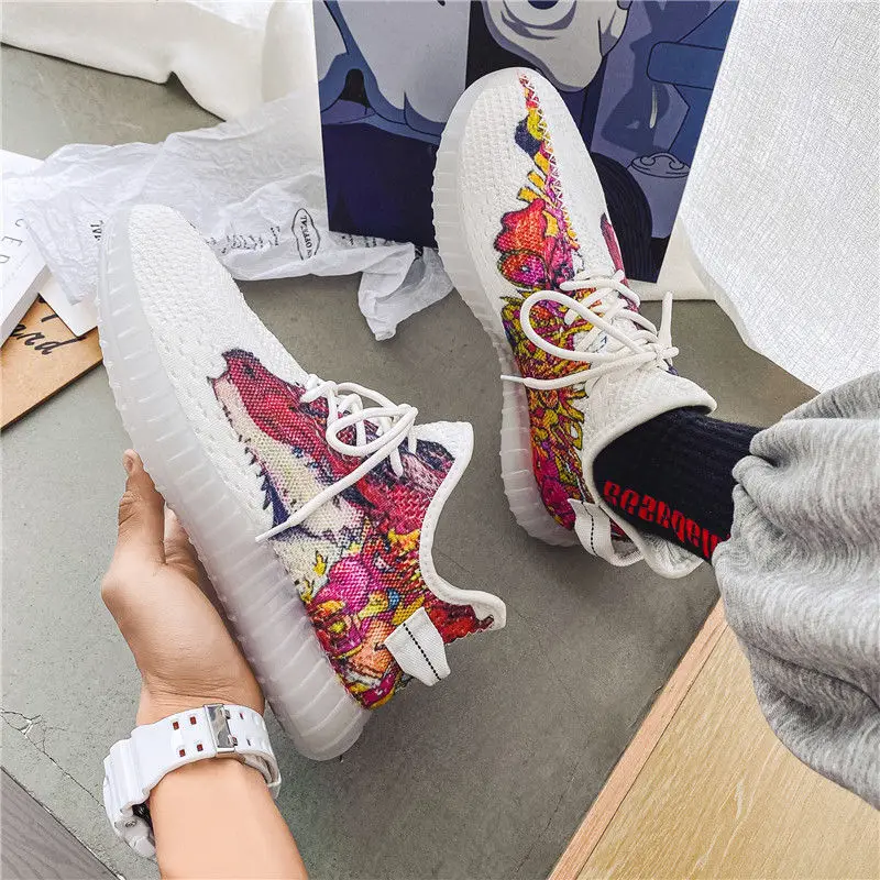 

Men's shoes summer breathable fashion sports versatile casual flying net shoes student coconut genuine 350 fashionable