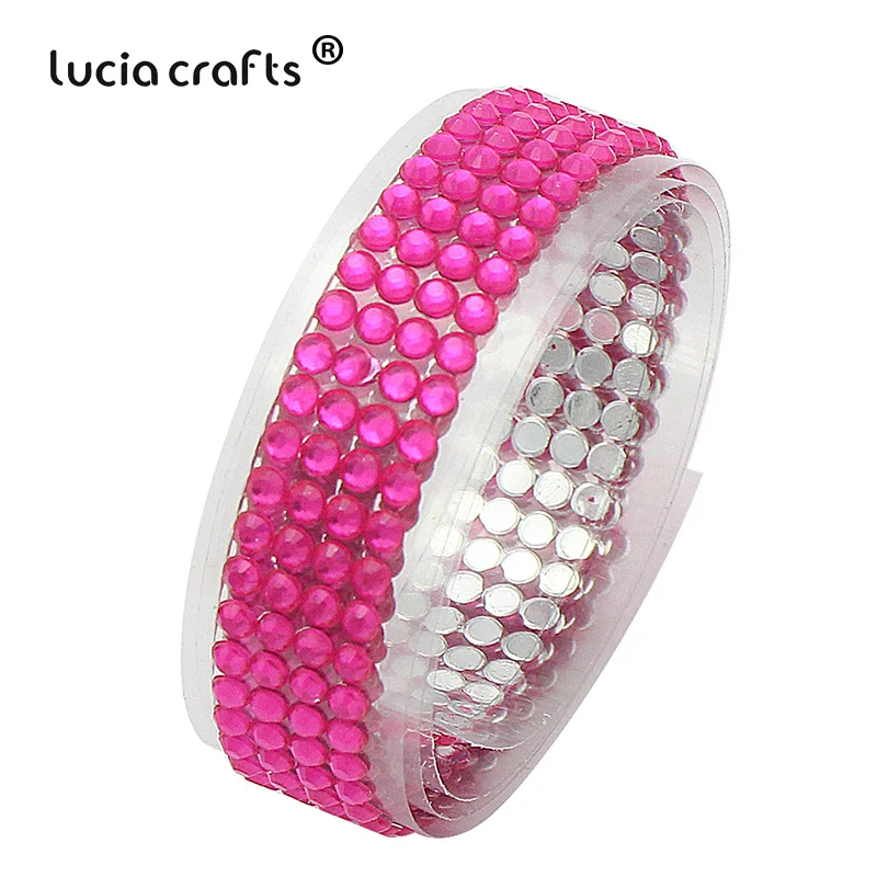 Rose Red Lucia crafts 18 мм* 50 см красочные акриловые стразы самоклеющиеся ленты пояс Скрапбукинг Материал 1 шт I1011 - Цвет: Rose Red