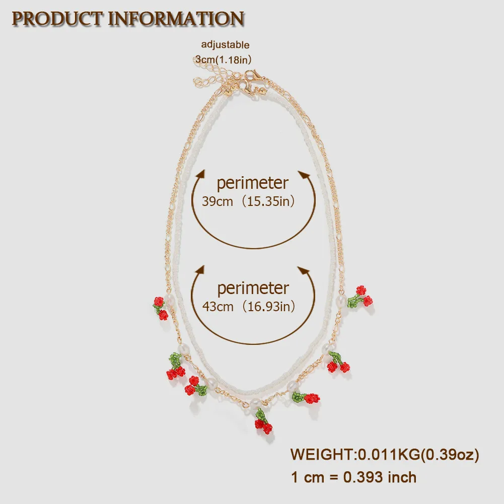 Элегантные богемные ZA Модные 2 шт вишневые ожерелья для женщин летние милые
