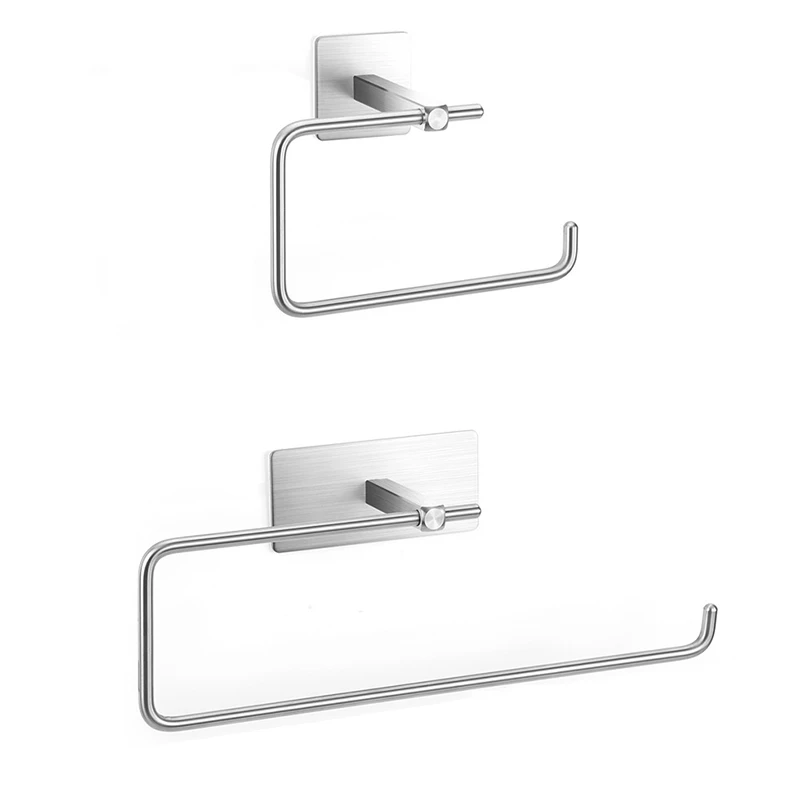 

2 пары в упаковке настенное крепление клей Бумага Полотенца держатель 304 Нержавеющая сталь рулон ткани стеллаж для хранения для Ванная комн...