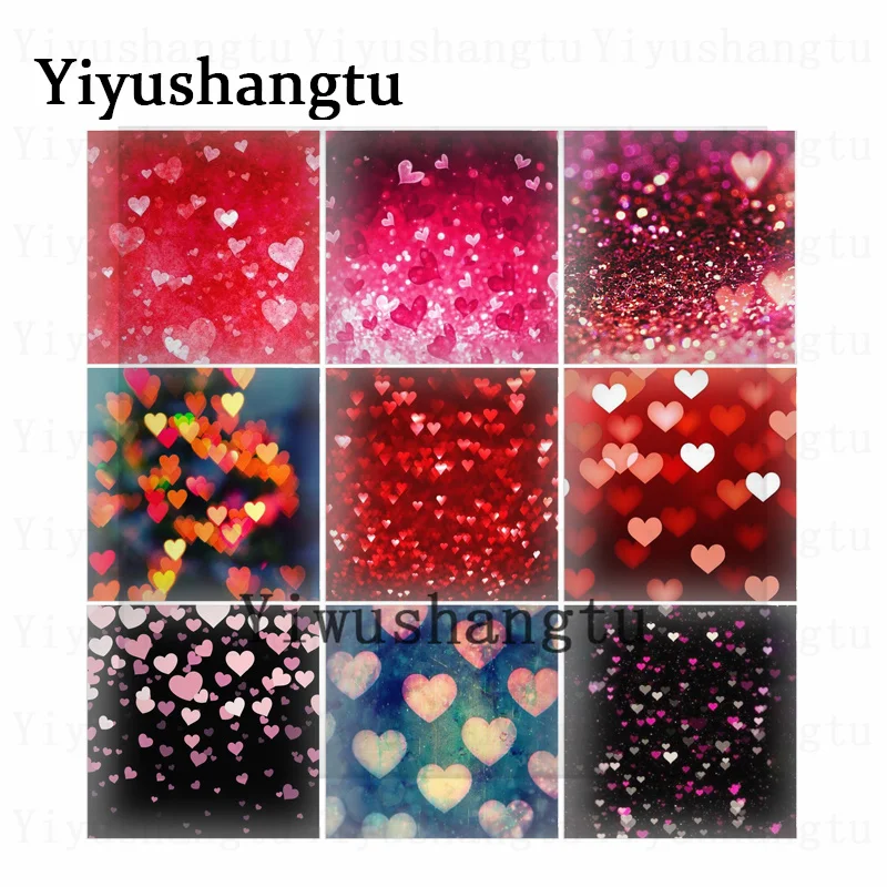 

Glitter love heart peach art red painting 12mm/20mm/25mm/30mm Square photo glass cabochon demo flat back Making findings