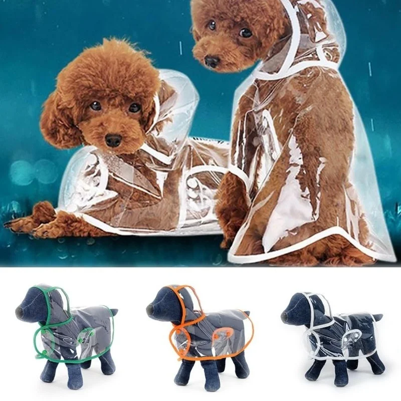 

Small And Medium Dog Hooded Raincoat Transparent Waterproof PVC Jacket For Pet Dogs Puppy Raincoat