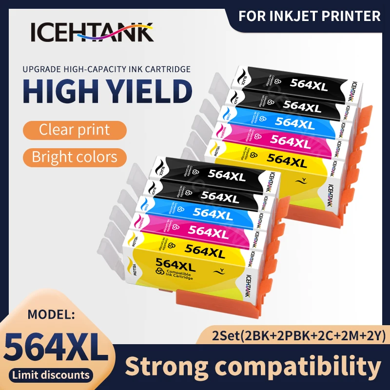 

Icehtank 10PK 564XL Compatible Ink Cartridge Replacement for HP564 4610 4620 B210 5520 3520 5510 B110a C410 B109 C310 7510 6520